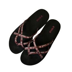 Teva Women’s 10 Strappy Red S/N 4242 Mandalyn Wedge Flip Flops Sandals